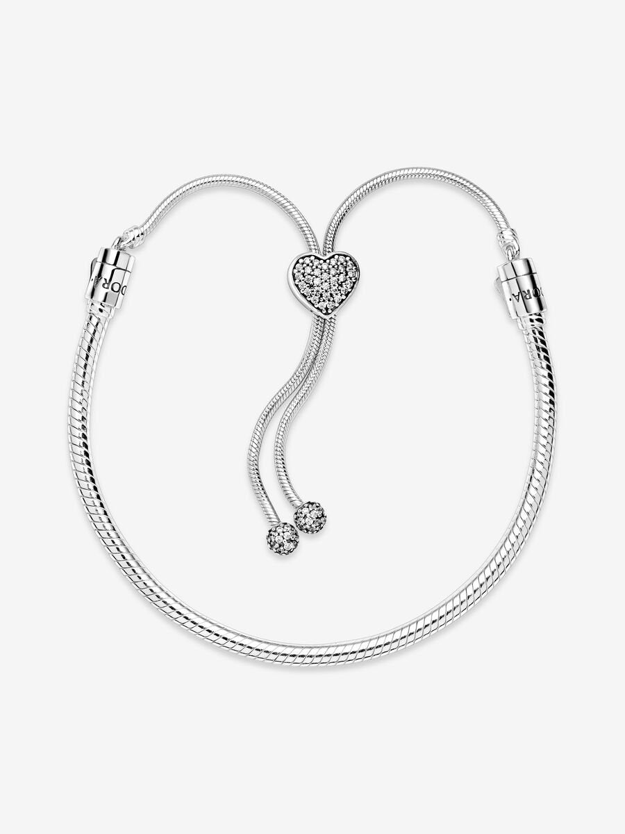Pandora Moments Pavé
Heart Clasp Snake Chain
Slider Bracelet