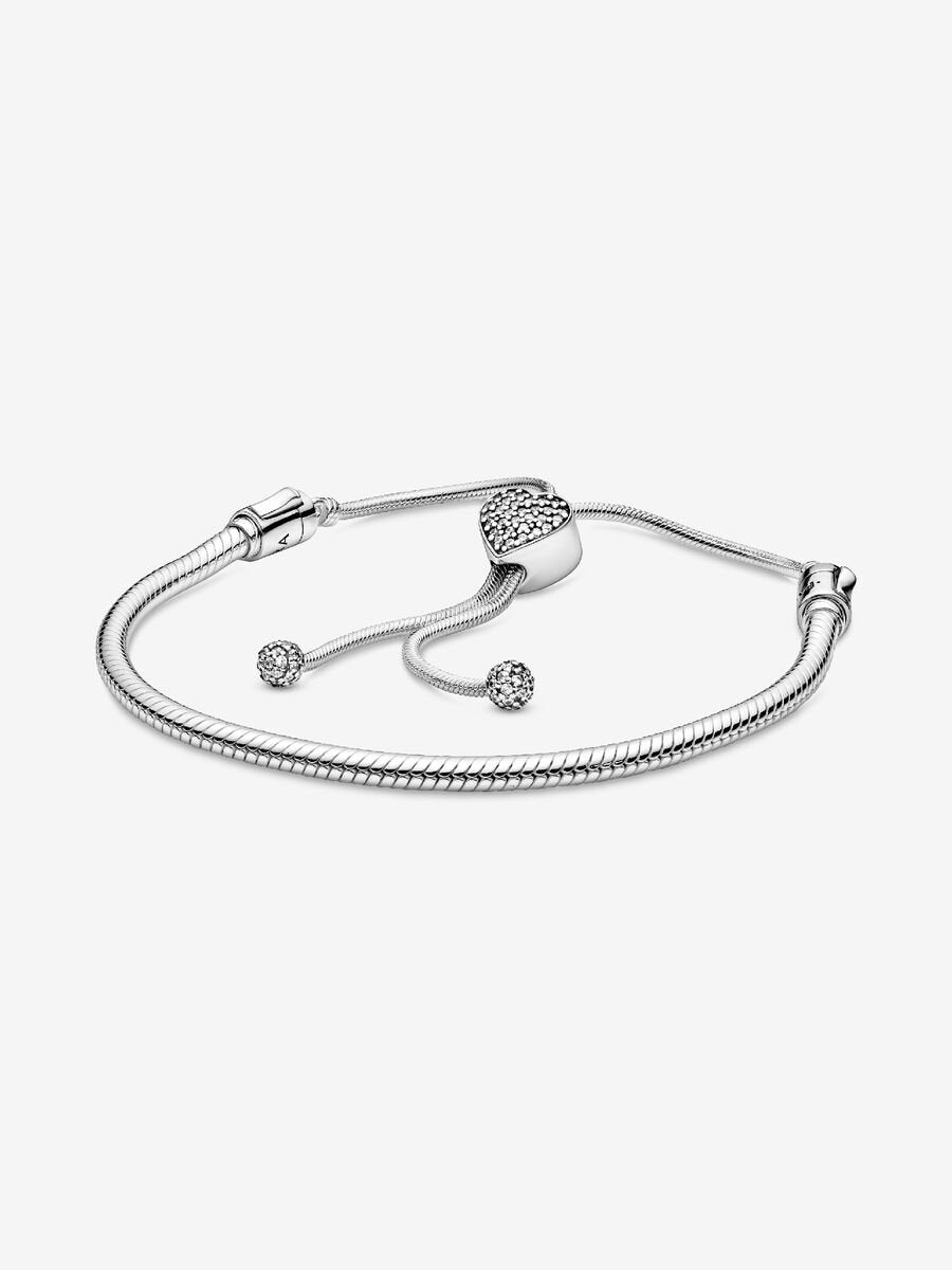 Pandora Moments Pavé
Heart Clasp Snake Chain
Slider Bracelet