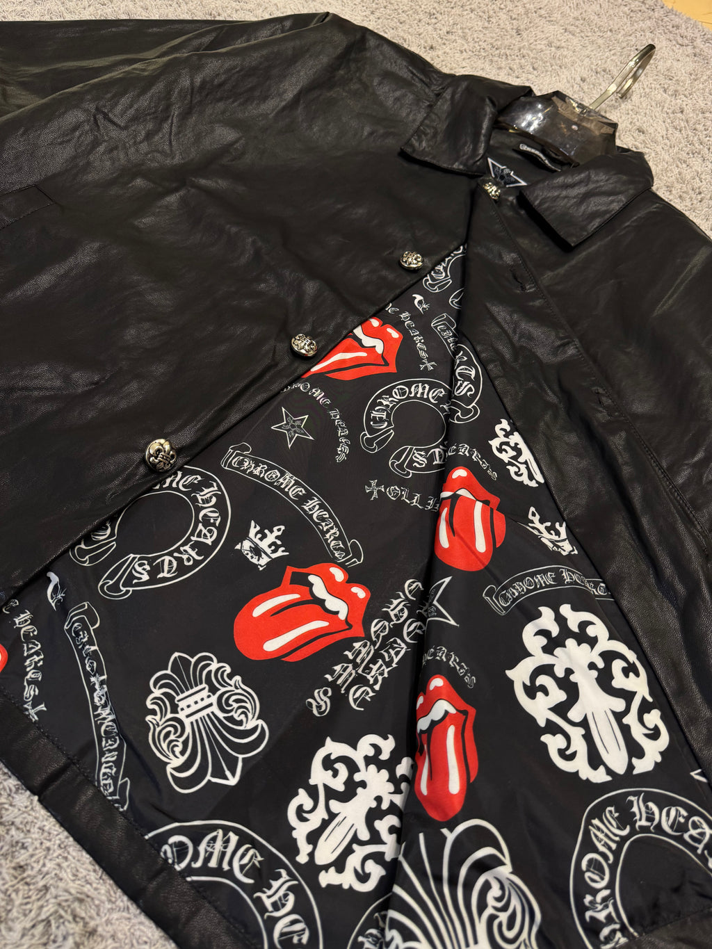 leather chrome hearts jacket